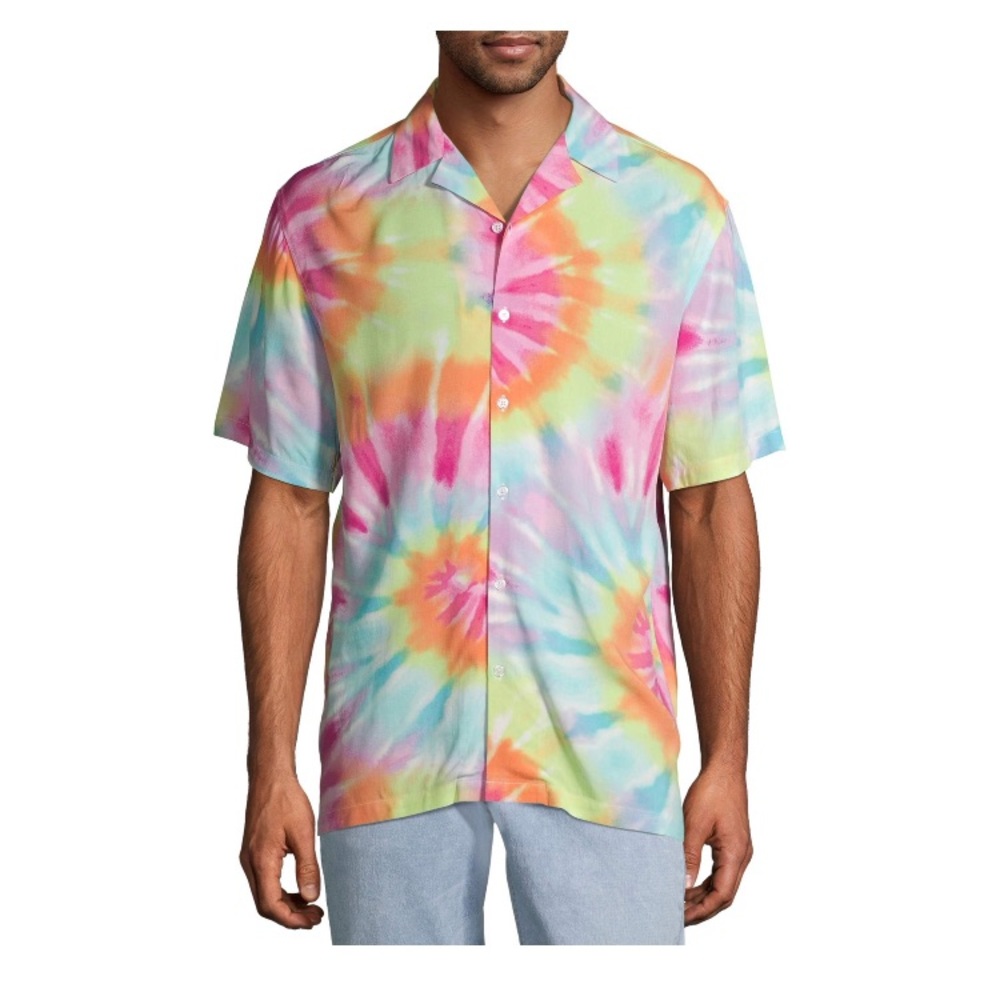 Tie Dye Button Up Short Sleeve Shirt